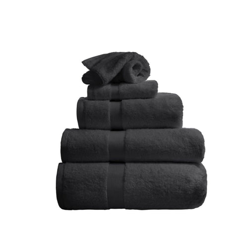 Stack of charcoal towels on a white background