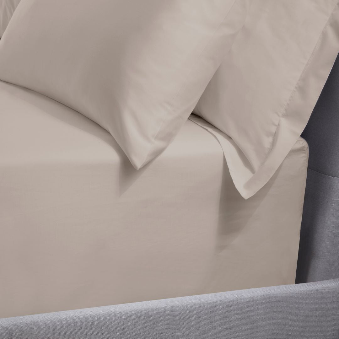 Cotton Percale 250 Thread Count Fitted Sheet - Latte
